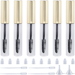 Золотистый 10шт. Пустая пластиковая бутылочка для ресниц с 4шт. 2мл. Одноразовая пластиковая пипетка с 2шт. Мини-прозрачная пластиковая воронкообразная воронка, золотые, 3.7~14.5x0.6~1.65 см, емкость: 10 мл (0.34 жидких унций)