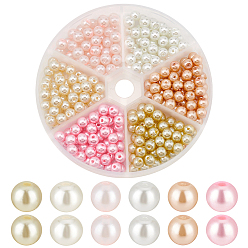 (52) Непрозрачная лаванда 300шт 6 цвета стеклянные жемчужные бусины, жемчужные, круглые, разноцветные, 6~7 мм, отверстие : 1 мм, 50 шт / цвет