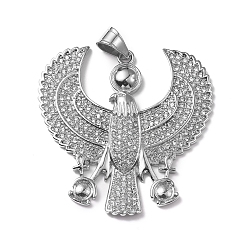 Нержавеющая Сталь Цвет 304 из нержавеющей стали большие кулоны, с микро проложить кубического циркония, египетский бог гор королевский сокол орел, прозрачные, цвет нержавеющей стали, 57x56x5 мм, отверстие : 9.5x6.5 мм