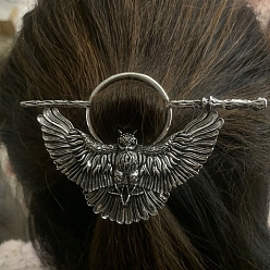 Античное Серебро Вилок волос сплава, аксессуары для волос викингов для женщин, сова, античное серебро, 92 мм