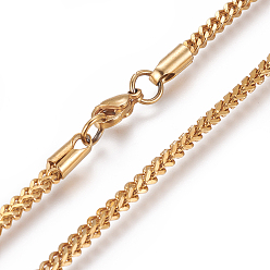 Золотой 304 из нержавеющей стали цепи пшеницы ожерелья, с карабин-лобстерами , золотые, 28.94 дюйм (73.5 см) x 2.5 мм