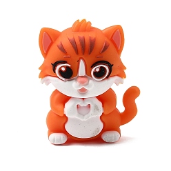 Оранжевый Силиконовые бусины, фокусные бусы, форма кошки, оранжевые, 33x26x16 мм, отверстие : 2 мм