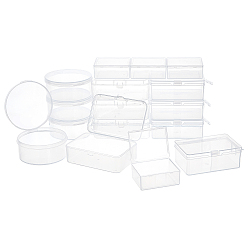 Clear PP Plastic Box, Flip Cover, Mixed Shapes, Clear, 18pcs