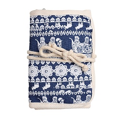 Midnight Blue Polyester Empty Bag Roll for Crochet Tool Kits, DIY Sewing Craft Knitting Accessories, Midnight Blue, 19x12cm