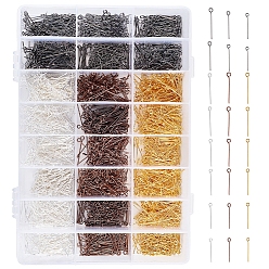 (52) Непрозрачная лаванда Наборы из железных / латунных петель, с контейнером для бисера, разноцветные, 1.8 см / 2.0 см / 2.2 см / 2.4 см / 2.6 см / 2.8 см, штифты : 0.7 мм, отверстие : 2 мм, Около 2880 шт / коробка