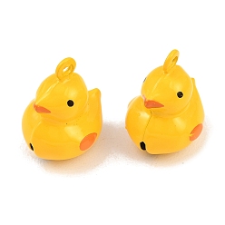 Желтый Латунные подвески-колокольчики, с эмалью, утка, желтые, 21x16.5x15 мм, отверстие : 2 мм