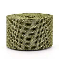 Olive Polyester Imitation Linen Wrapping Ribbon, for Crafts Decoration, Olive, 2 inch(50mm), about 10.94 Yards(10m)/roll