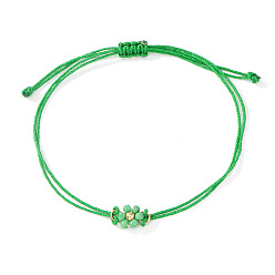 Зеленый лайм Регулируемые браслеты из стеклянных бисерных звеньев, Браслеты из вощеной нити, плетеные для женщин, цветок, зеленый лайм, 11.02 дюйм (28 см)
