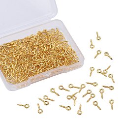 Oro Tornillo de hierro perno clavija clavijas, por medio perforó perlas, dorado, 10x4x1 mm, agujero: 2 mm, 300 unidades / caja