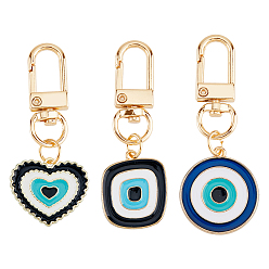 Mixed Shapes 3 шт 3 стили сглаза сплав эмаль кулон украшение, подвески с поворотной застежкой для брелка, кошелек, украшение для рюкзака, разнообразные, 58.5~63 мм, 1 шт / стиль