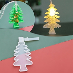 White DIY Christmas Lights Silicone Molds, Resin Casting Molds, Clay Craft Mold Tools, Christmas Tree, White, 70x58x11mm, Hole: 5mm