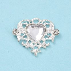 Clear Acrylic Pendants, with Silver Tone Alloy Rhinestone Finding, Heart Charm, Clear, 21.5x25x5mm, Hole: 2x2.5mm