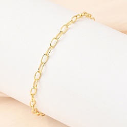 Настоящее золото 18K Браслеты-цепочки из латуни для женщин, долгоиграющий, гальваническое покрытие стеллажа, без свинца и без кадмия, реальный 18 k позолоченный, 7.09 дюйм (18 см)
