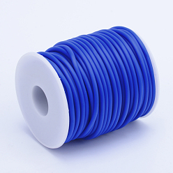 Blue Hollow Pipe PVC Tubular Synthetic Rubber Cord, Wrapped Around White Plastic Spool, Blue, 2mm, Hole: 1mm, about 54.68 yards(50m)/roll