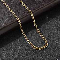 Золотой 2.5мм 304 ожерелья из нержавеющей стали в виде скрепок для женщин и мужчин, ионное покрытие (ip), золотые, 17.32 дюйм (44 см)