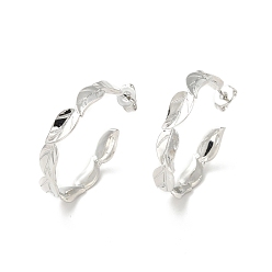 Платина Серьги-гвоздики из латуни с реечным покрытием, полукруглые серьги для женщин, без кадмия и без свинца, платина, 27x5 мм, штифты : 0.8 мм