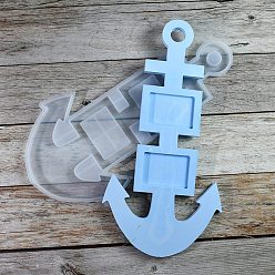 Anchor & Helm Силиконовые формы, формы для литья смолы, для уф-смолы, изготовление изделий из эпоксидной смолы, белые, якорь и штурвал, 361x185x12 мм, внутренний диаметр: 45.5x65.5 мм