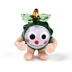 Темно-Зеленый Подвески лэмпворк ручной работы, малиновые подвески, темно-зеленый, 26.5~28.5x22.5~23.5x17~21.5 мм, отверстие : 3~3.8x1.5~3 мм