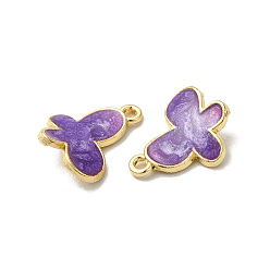 Purple Alloy Enamel Pandants, Lead Free & Cadmium Free, Light Gold, Butterfly Charm, Purple, 18x15x3mm, Hole: 1.6mm