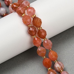 Red Agate Натуральные южные красные агатовые бусины, граненые, овальные, с бисером, 10x8 мм, отверстие : 1 мм, около 34 шт / нитка, 15.16''~15.35'' (38.5~39 см)