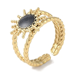 Настоящее золото 18K Ионное покрытие (ip) 304 эмалированные кольца на манжетах из нержавеющей стали, открытые кольца от солнца для женщин, реальный 18 k позолоченный, регулируемый