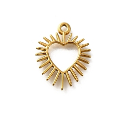Настоящее золото 18K 304 подвески из нержавеющей стали, шарма сердца, реальный 18 k позолоченный, 20x16x1.5 мм, отверстие : 1.6 мм