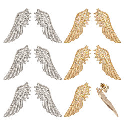 Platinum & Light Gold 6 пары 2 стили брошь в виде крыла из сплава для рюкзака, платина и светлое золото, 14~37x13.5~38 мм, 3 пары / стиль