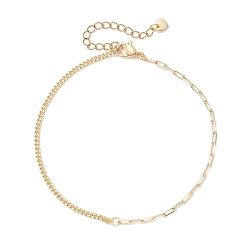 Золотой Браслеты на ногу из латунной цепочки с панцирным плетением и цепочкой-скрепкой с 201 подвесками в виде сердечек из нержавеющей стали на концах, золотые, 9 дюйм (229 мм)