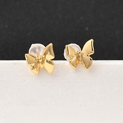 Настоящее золото 18K Серьги-гвоздики в форме бабочек из латуни с микропаве из прозрачных кубических цирконий, с 316 хирургическими штифтами из нержавеющей стали, без никеля , реальный 18 k позолоченный, 8x7.5 мм