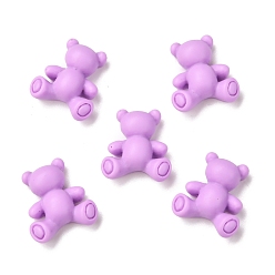 Orchidéeée Moyen Cabochons en résine opaque, ours, moyen orchidée, 14.5x13.5x5mm