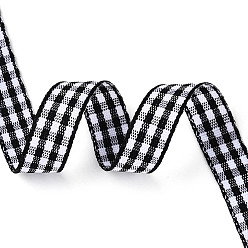 Черный Односторонняя клетчатая полиэстеровая атласная лента, для подарочной упаковки, чёрные, 3/8 дюйм (10 мм), около 50.00 ярдов (45.72 м) / рулон