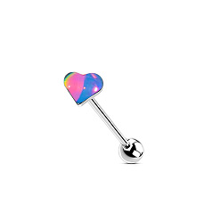 Сердце 304 Прямые кольца для языка в виде штанги из нержавеющей стали и акрила, цвет нержавеющей стали, красочный, сердце, штифты : 1.6 мм, Руководитель: 5 mm, длина стержня: 5/8"(16мм)