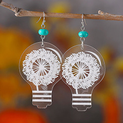 Цветок Акриловые серьги с подвесками в богемном стиле, нержавеющей стали, украшения для женщин, платина, цветок, 78x38 мм