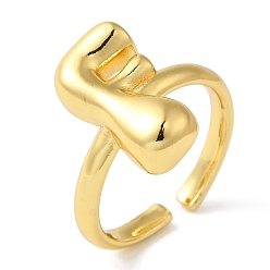 Letter F Латунное открытое кольцо-манжета для женщин с инициалами, без кадмия, без никеля и без свинца, Буква F, 16.5x9.5 мм, регулируемый