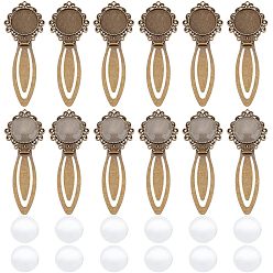 Античная Бронза Набор для самостоятельного изготовления закладки-купола, включая настройки кабошона закладки в тибетском стиле, Кабошоны из стекла, античная бронза, 24 шт / коробка