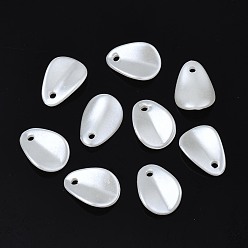 Creamy White ABS Plastic Imitation Pearl Charms, Teardrop, Creamy White, 11x8x1mm, Hole: 1.2mm, about 5200pcs/500g