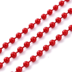 Red Spray Painted Brass Ball Chains, with Spool, Soldered, Round, Red, 2.5mm, 32.8 Feet(10m)/roll