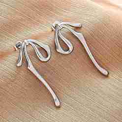 Нержавеющая Сталь Цвет 304 из нержавеющей стали серьги, бантом, цвет нержавеющей стали, 40.5x20.5 мм