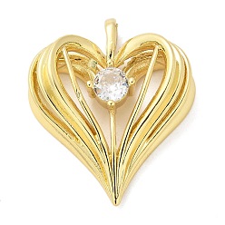Настоящее золото 18K Латунные микро проложить кубического циркония подвески, сердце, стойки покрытие, долговечный, без свинца и без кадмия, реальный 18 k позолоченный, 34x28.5x11.5 мм, отверстие : 7x3.5 мм