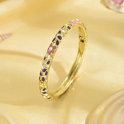 Pink Эмалевый браслет-цветок со стразами, шарнирный браслет из золотого цинкового сплава, розовые, нет размера