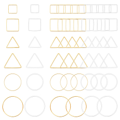Золотой & Серебряный 120шт. 12 стили латунные соединительные кольца, треугольник и кольцо и квадрат, золотой и серебряный, 10~25x10~25x0.7~1.1 мм, 10 шт / стиль