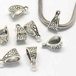 Antique Silver Tibetan Style Alloy Tube Bails, Loop Bails, Bail Beads, Antique Silver, 14.5x7.5x8mm, Hole: 1.5mm, Inner Diameter: 6x8mm