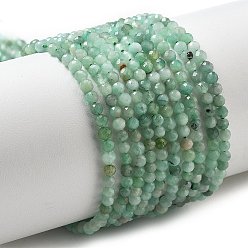 Изумруд Натуральные изумрудные бисерные пряди, круглые, граненые, 3 мм, отверстие : 0.7 мм, около 136 шт / нитка, 14.96~15.35 дюйм (38~39 см)