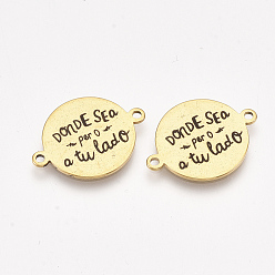 Золотой 304 соединители цитат из нержавеющей стали, с эмалью, плоские круглые со словом, золотые, 21.5x16x1 мм, отверстие : 1.4 мм