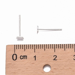 Silver 925 Sterling Silver Flat Pad  Stud Earring Findings, Earring Posts with 925 Stamp, Silver, tray: 4mm, 11.5mm, Pin: 0.8mm