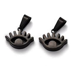 Electrophoresis Black 304 Stainless Steel Pendants, Manual Polishing, Eye, Ion Plating(IP), Electrophoresis Black, 12x15x4mm, Hole: 6x2.5mm
