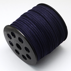 Midnight Blue Eco-Friendly Faux Suede Cord, Faux Suede Lace, Midnight Blue, 3.0x1.4mm, about 98.42 yards(90m)/roll