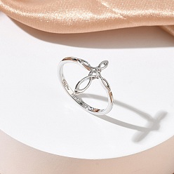 Платина Латунные кольца на палец для женщин, крестик, платина, 2~15 мм, размер США 7 (17.3 мм)