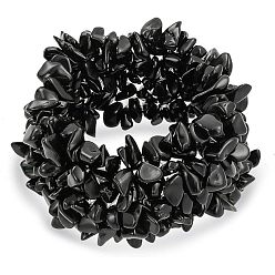 Обсидиан 3шт. браслеты из натурального обсидиана с бусинами для мужчин и женщин, 7-1/2 дюйм (19 см)