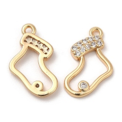 Real 18K Gold Plated Brass Micro Pave Cubic Zirconia Pendants, Nickel Free, Socking, Real 18K Gold Plated, 16.5x10x2mm, Hole: 1.2mm